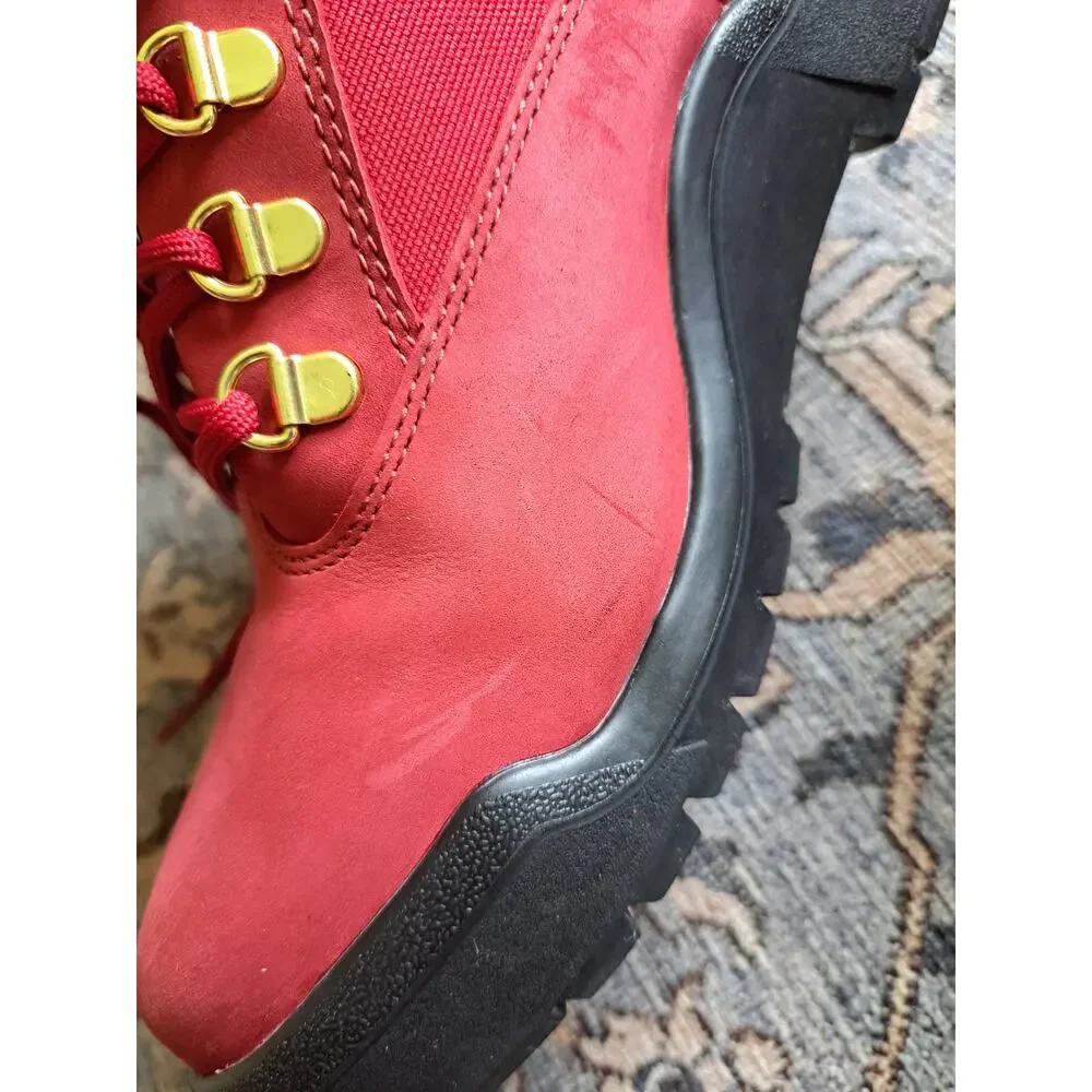 Timberland Men's Field Waterproof Dark Red Nubuck Boots Mens Size 7.5